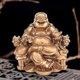 thumbnail image 4 of Estatua de Buda, escultura, figura de buena suerte Feng Shui para estante de colección o mesa Bronce, 4 of 9
