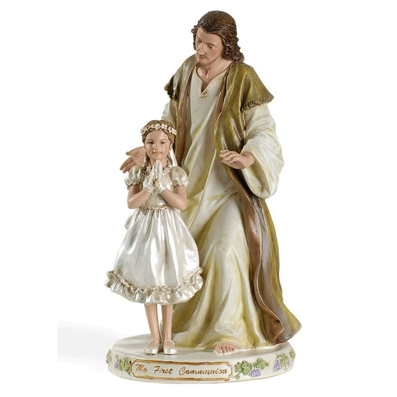 9.5" Jesus With Praying Girl Figurine Joseph's Studio by Roman