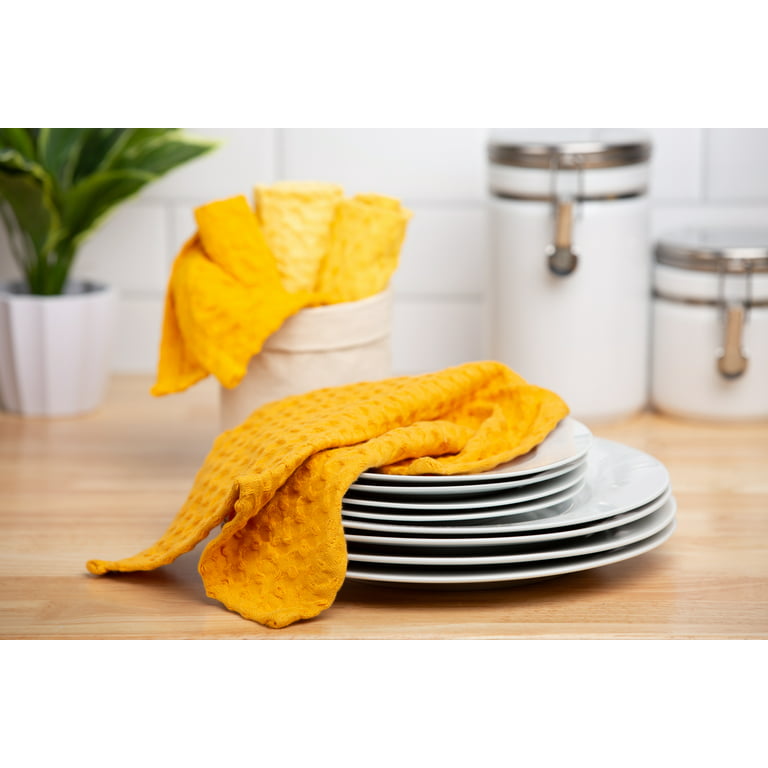 Solid Color Dish Towels, Soft Textured Dish Drying Mats, Waffle