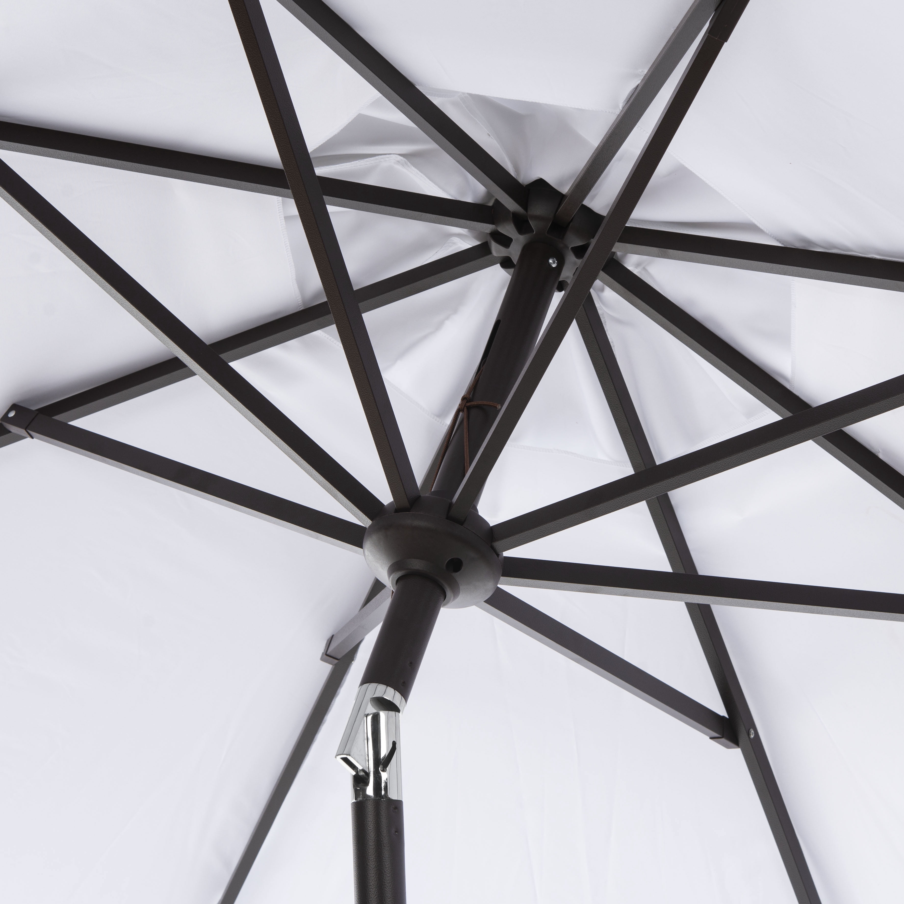 SAFAVIEH Herla 11' Auto Tilt Market Round Patio Umbrella, White