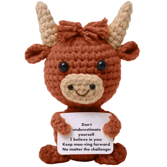 Clearance! Knitted Cow Plushies Stuffed Animal – Handmade Woven Plush Figurine, Great Baby Toys and Stuffed Animals for Girls, Farmhouse Decor and Cuddle Toy