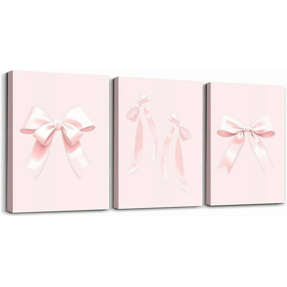 Hieng Blue Bow Canvas Wall Art for Living Room Bedroom for Kids Boys Girls Cute Bowknot Picture Wall Decor for Home Decor Bathroom for Kidspcs Kawaii Office Decorations Artwork Posters