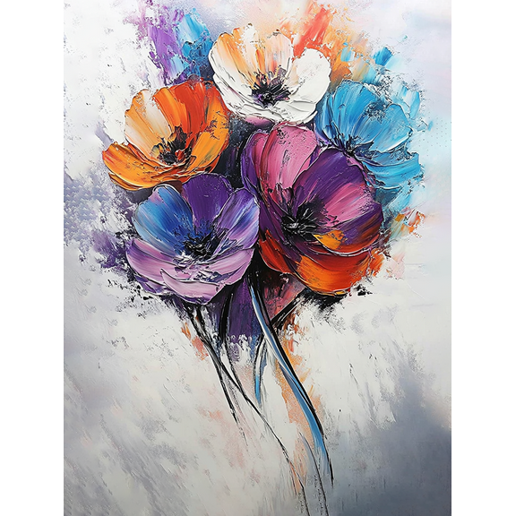 Colorful Poppy Flower Canvas Painting，Suitable for Living Room，Bedroom，Office，Dining Room，and Bathroom Decoration.