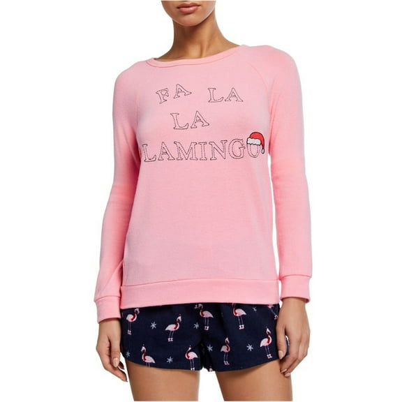 P.J. Salvage Womens Fa La La Lamingo Pajama Sweater, Pink, Medium