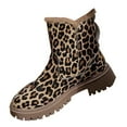thumbnail image 4 of XIMIN Women Lace up Ankle Booties Platform Boots Fur Lined Walking Hiking Shoes Fashion Leopard Print Suede Plush Insulation Side Zipper Thick Heeled Winter Snow Boots, 4 of 7