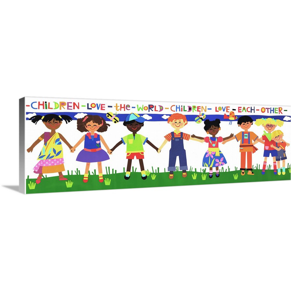 Great BIG Canvas "Children Love the World" Canvas Wall Art 36x12