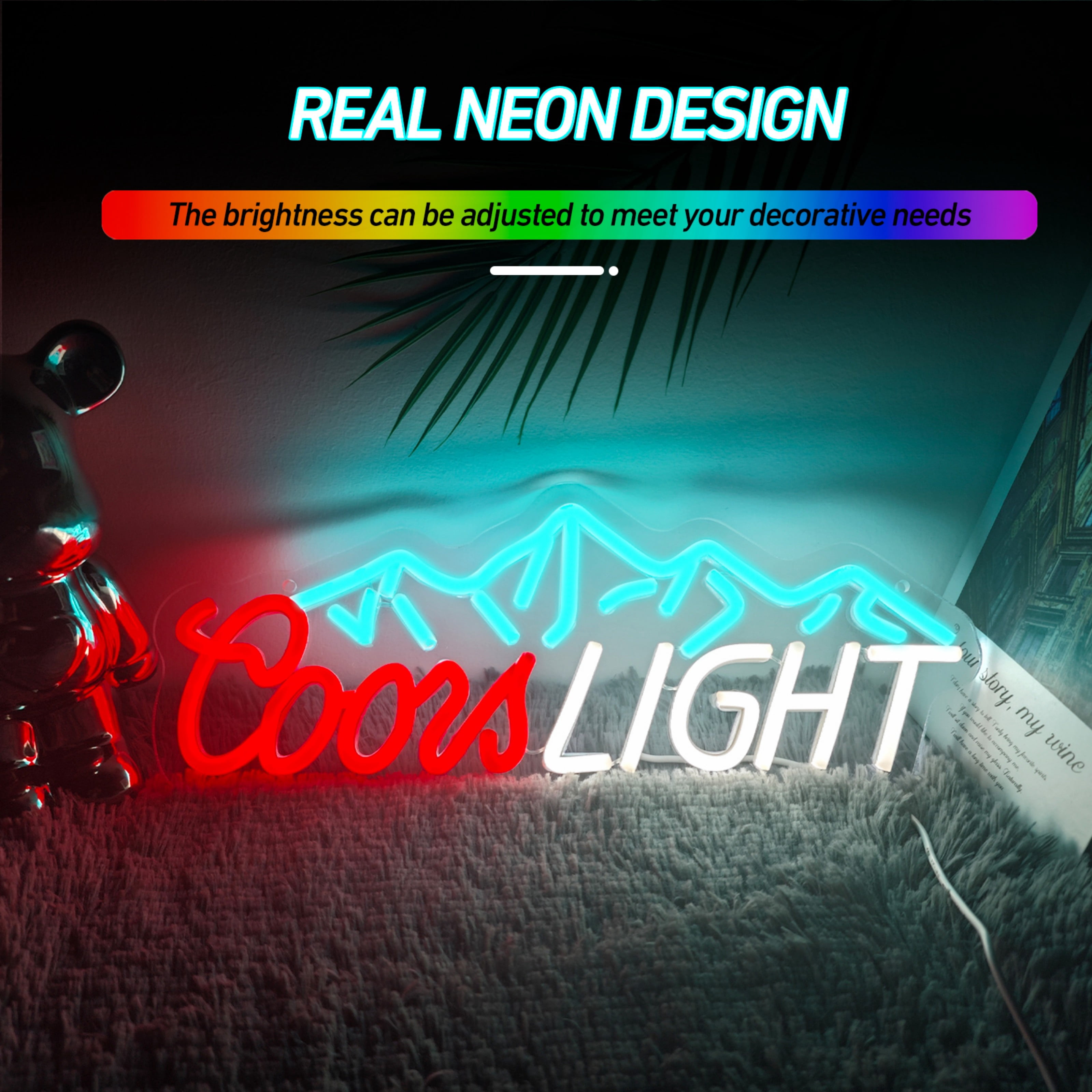 UPONRAY Beer Neon Signs, 15.3"*5.9" Dimmable & USB-Powered LED Neon Light, Stylish Wall Decor for Bar, Party, Restaurant, Living Room, Man Cave