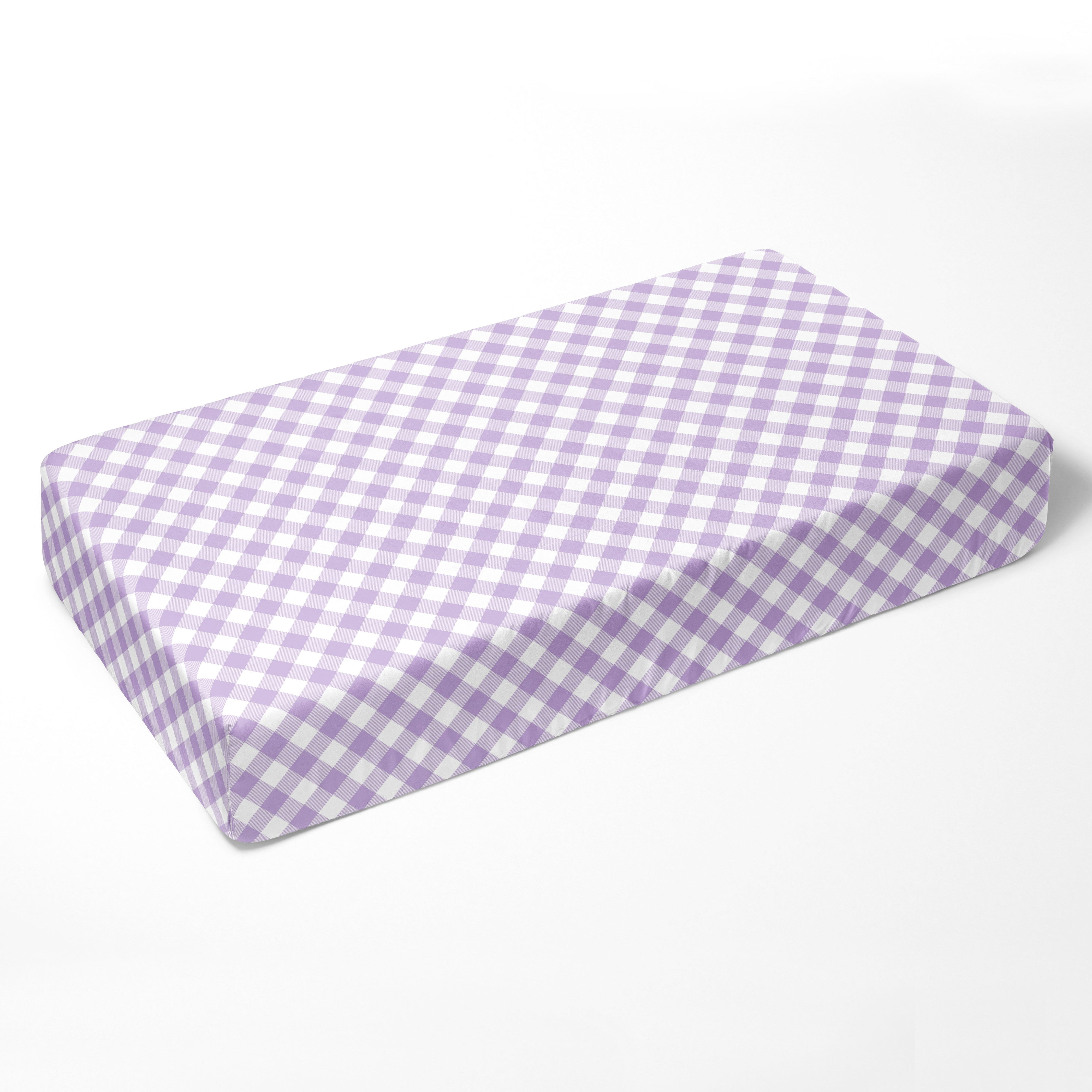 Bacati - Crib or Toddler Bed Fitted Sheet, Watercolor Flowers Purple Gray