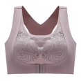 thumbnail image 3 of CHOK Women‘s Full Figure Front Closure Wirefree Jacquard Back Support Posture Bras Gray 2XL, 3 of 6