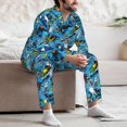 thumbnail image 6 of Bingfone Men's Pajama Set 2 Piece Loungewear PJs, Long Sleeve with Pajama Pants-snow board blue, 6 of 7