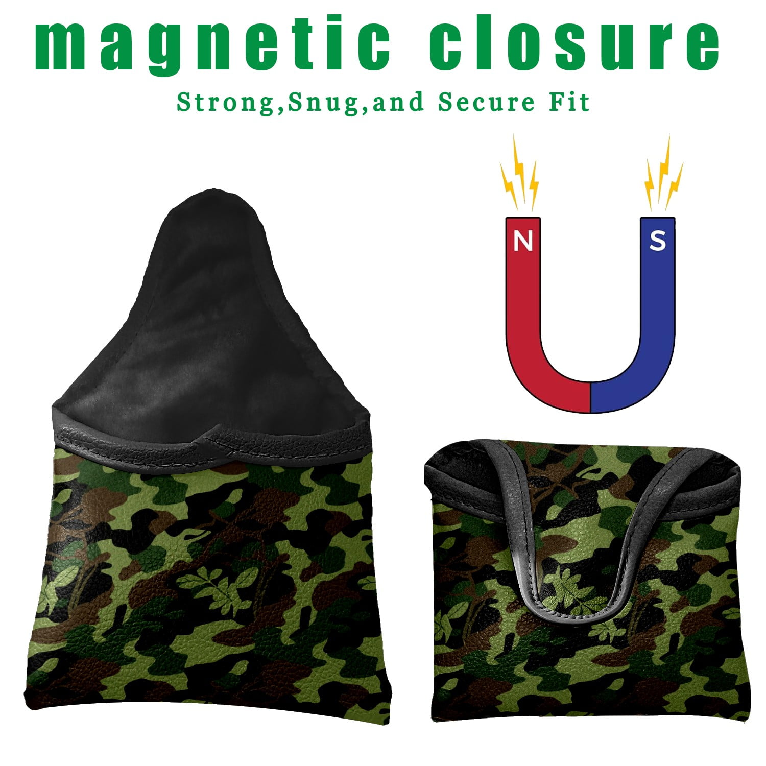 Golf Mallet Putter Cover Premium Leather Golf Putter Head Cover with Magnetic Closure, Golf Cover for Men and Women Camouflage