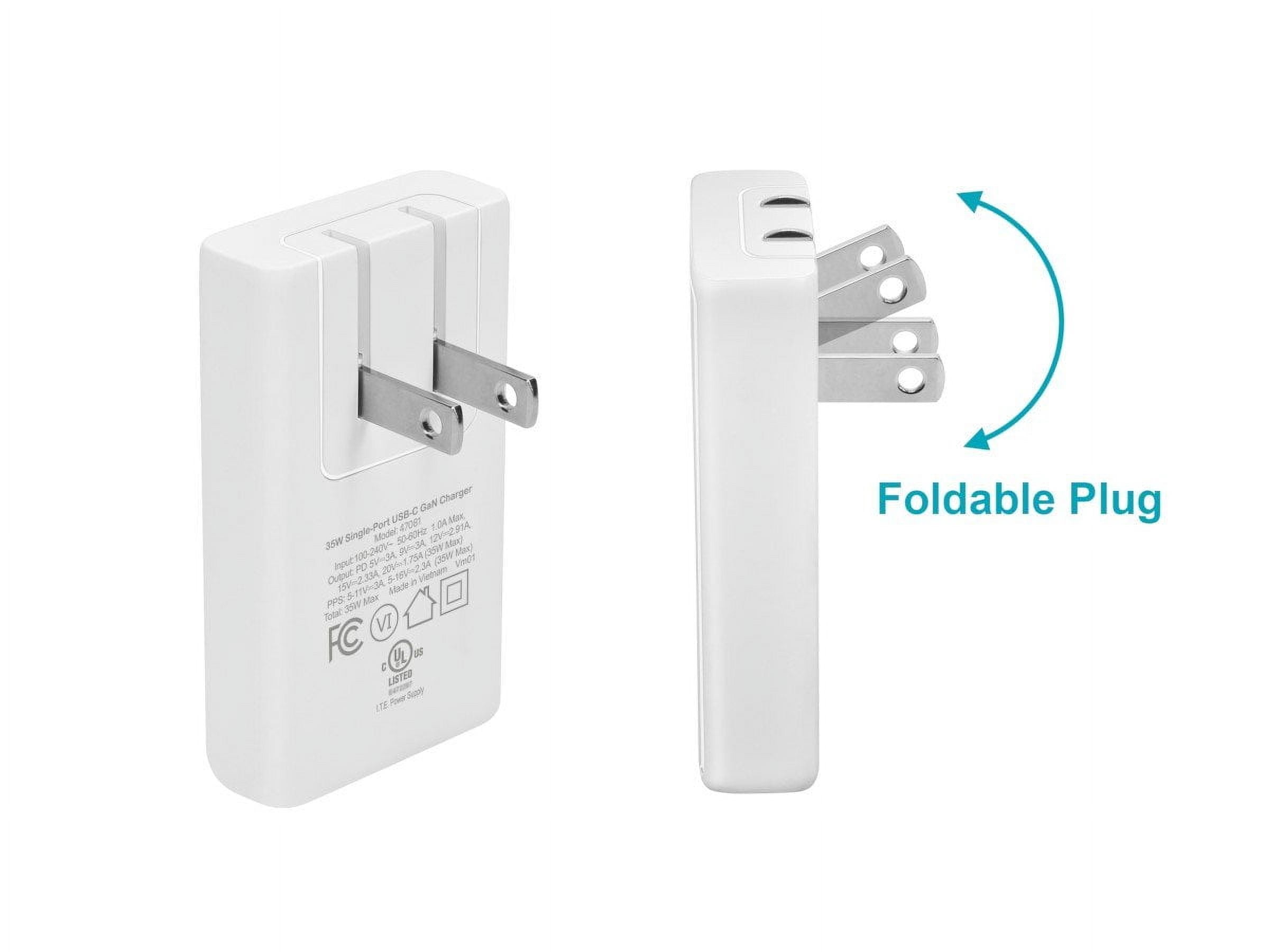 Monoprice 2-Pack 35W Ultra Slim USB-C GaN Charger - Fast Charge, Foldable, PD3.1 & PPS