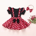 thumbnail image 2 of Kaprioy Girls Summer Clothes Girls Dresses Baby Girl Clothes Infant Toddler Dots Bow-knot Dress Headband 3pc Outfit Set, 2 of 6