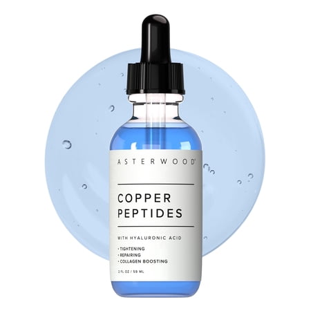 Asterwood Copper Peptides Serum for Face - Tightening, Repairing, Collagen Boosting - with GHK-Cu and Hyaluronic Acid - Fragrance-Free - 2 Fl Oz