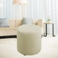 thumbnail image 3 of Stretch Ottoman Slipcovers Round Ottoman Covers Removable Footstool Covers Storage Ottoman for Living Room - White, 3 of 8