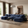 thumbnail image 2 of Meridian Furniture Indulge 129" Velvet U-Shaped Modular Sectional in Navy, 2 of 8