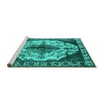 thumbnail image 2 of Ahgly Company Machine Washable Indoor Round Oriental Turquoise Blue Industrial Area Rugs, 8' Round, 2 of 4
