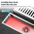 thumbnail image 4 of Inch Linear Shower Drain 20 Inch with Hair Strainer 3In Outlet Smell Proof Modern 304 Stainless Steel Bathroom Floor Drain with Removable Grate Quick Drainage Rectangular Shower, 4 of 7