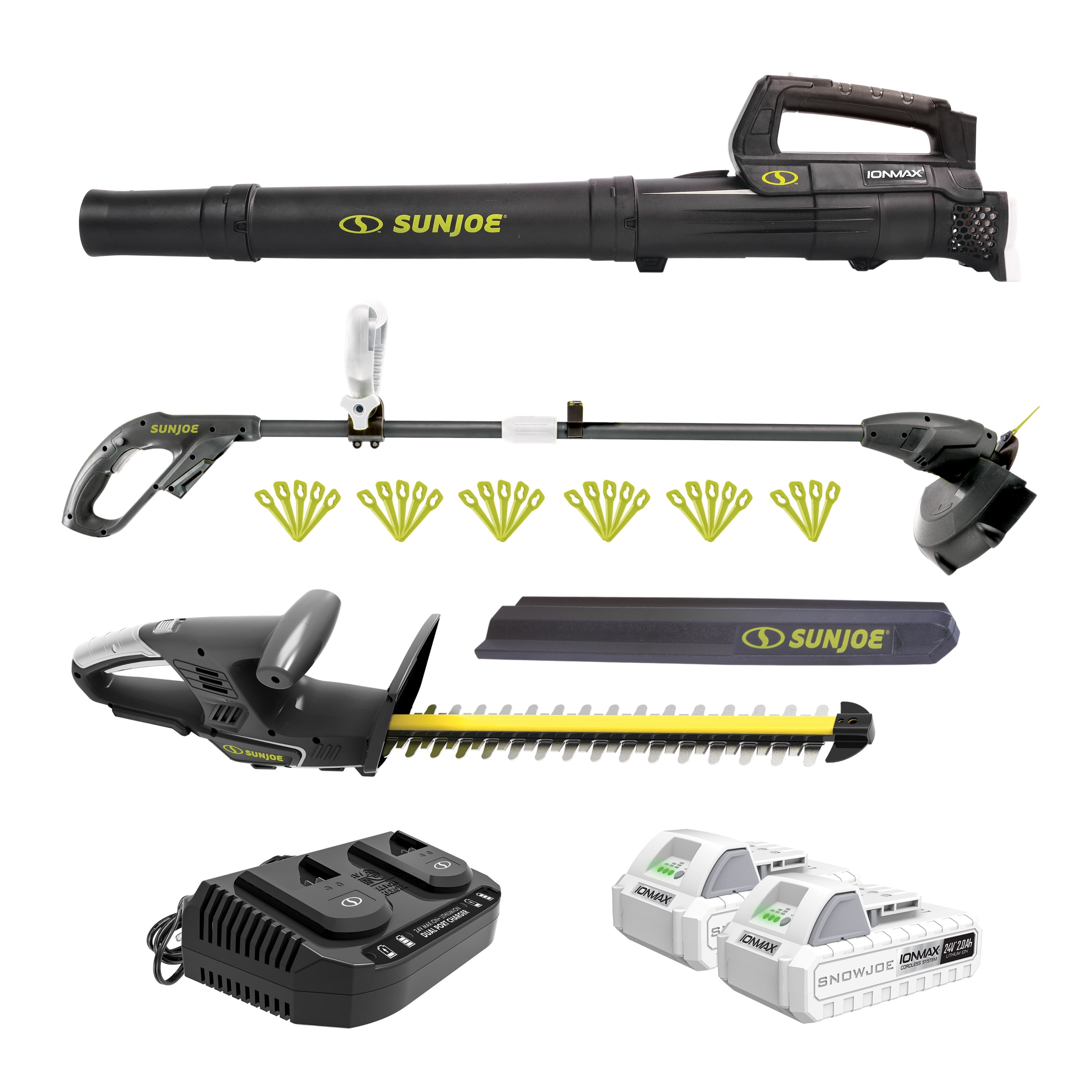 Sun Joe 24V Cordless Lawn & Garden Combo Kit w/ Grass Trimmer, Leaf Blower & Hedge Trimmer