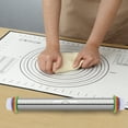 thumbnail image 5 of Mirdinner Stainless Steel Rolling Pin, Dough Roller with Silicone Removable Rings, Baking Mat and Bench Scraper, Bake Tools for Cooking Pizza Pie Cookies Pastries, 5 of 6