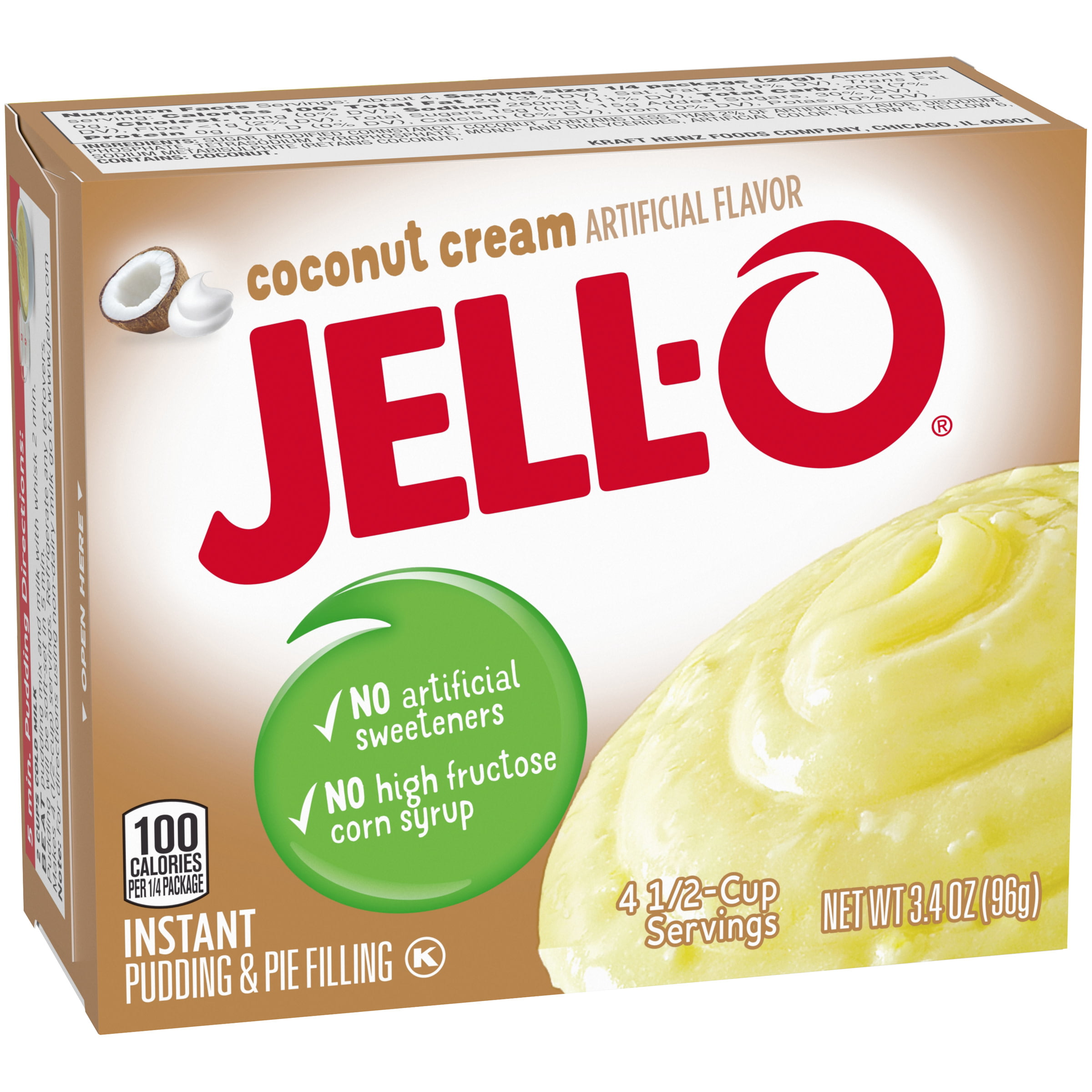 Jell O Coconut Cream Instant Pudding Pie Filling Mix 3 4 Oz Box Walmart Com