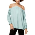 thumbnail image 2 of 1.STATE Womens Smocked Sleeve Knit Blouse, Green, X-Small, 2 of 2