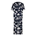 thumbnail image 4 of yievot Lounge Sets for Women Floral Printed Short Sleeve Shirts and Capri Pajamas Sets 2 Piece Sleepwear Loungewear, 4 of 5