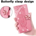 thumbnail image 2 of Wallet Case for Motorola Moto G22, 3D Butterfly Flower PU Leather with Credit Card Slots Holder Magnetic Closure Folio Phone Cover for Motorola Moto G22 Rhinestone Pink, 2 of 14