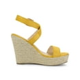 thumbnail image 3 of BLISSFUL STEP Chaussures pour Femmes Sandales Espadrilles à Talon Compensé Slingback à Brides Croisées Jaune 7, 3 of 7
