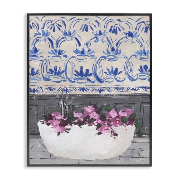 Stupell Industries French Country Flowers In Bath Tub Interior Black Framed Giclee Art, 11 x 14, by Melissa Wang