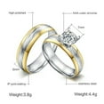 thumbnail image 3 of 6MM Gold & Silver Lover's CZ Band Stainless Steel Wedding Couple Rings Size 5-11, 3 of 6