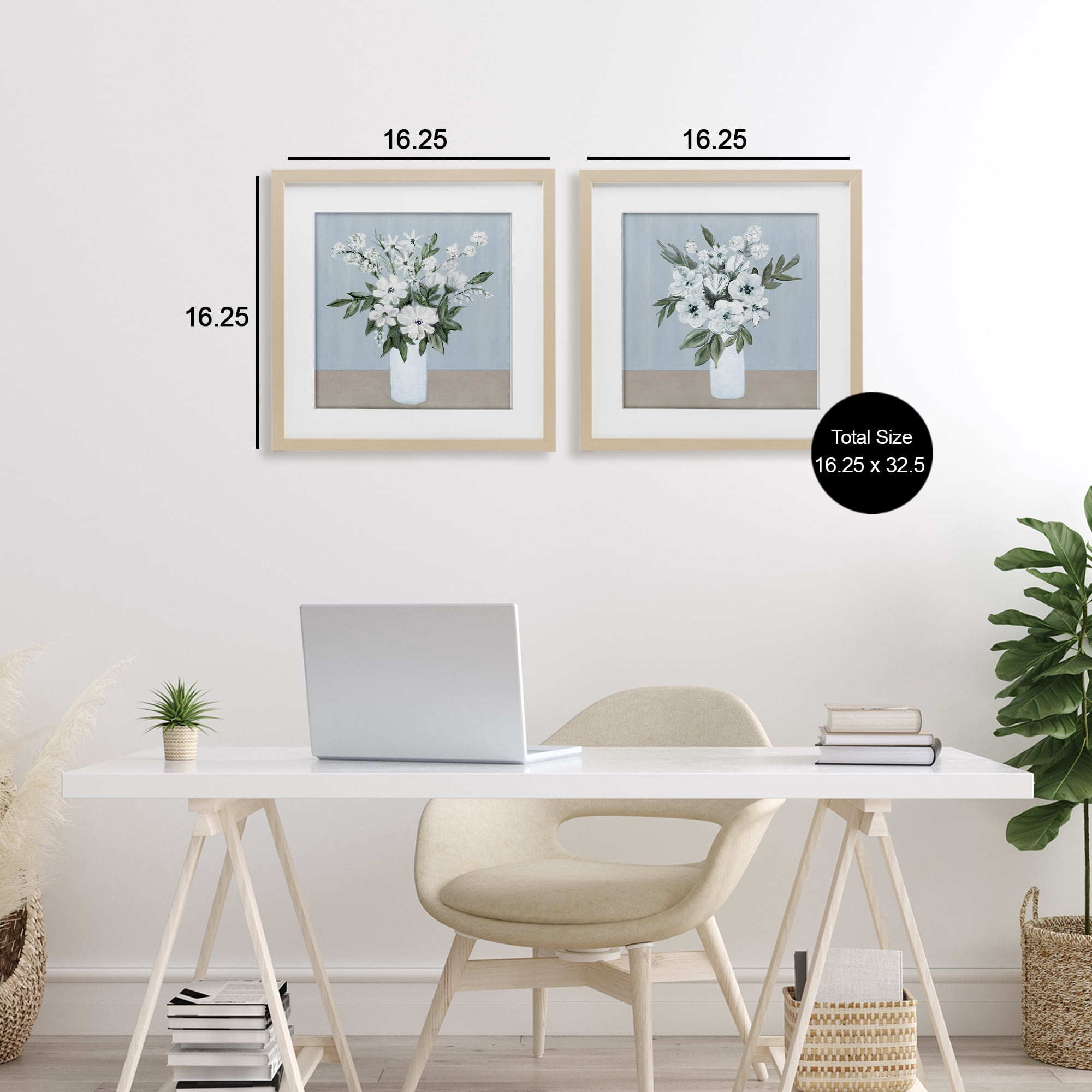 Stupell Industries Mixed White Blossoms 2 Piece Birch Framed Print Under Glass Set, design by Marilyn Dunlap