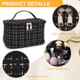 thumbnail image 2 of Bolsa de cosméticos de 3 piezas con cierre de cremallera, bolsa de maquillaje de viaje de tweed, negra para mujeres y niñas Cgtredaw Para estrenar, 2 of 8