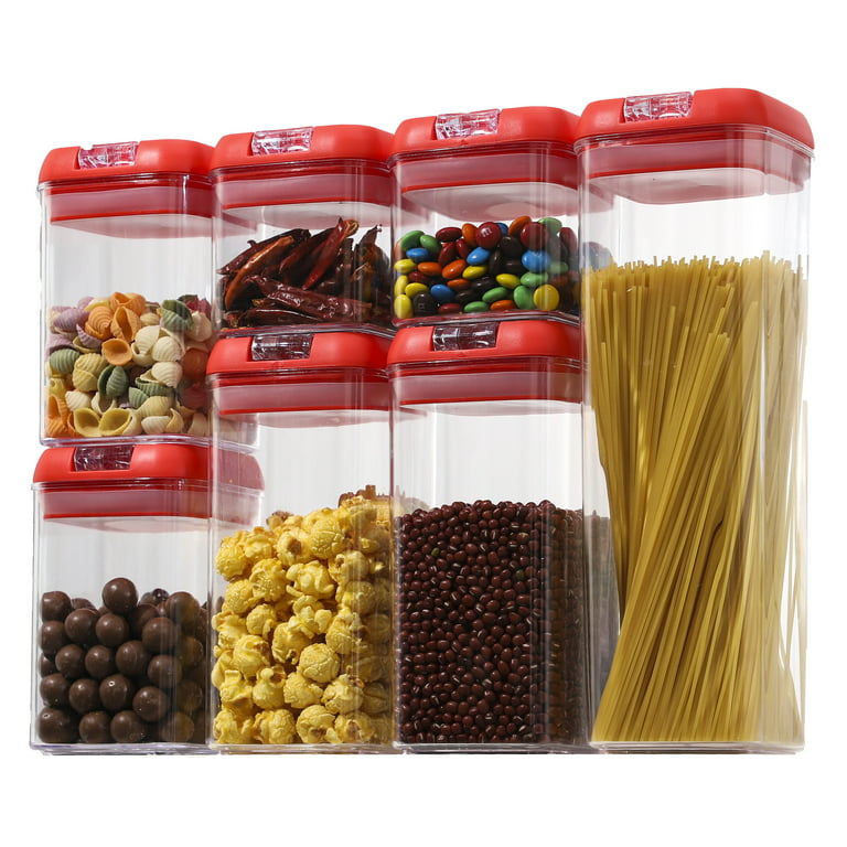 7PCS Airtight Food Storage Containers: Plastic Kitchen Canisters For Flour,  Sugar, Cereal & Labels Plastic Airtight Food Containers For Kitchen  Organization With Lids, 24 Labels, 1 Marker For Cereal And Flour Storage