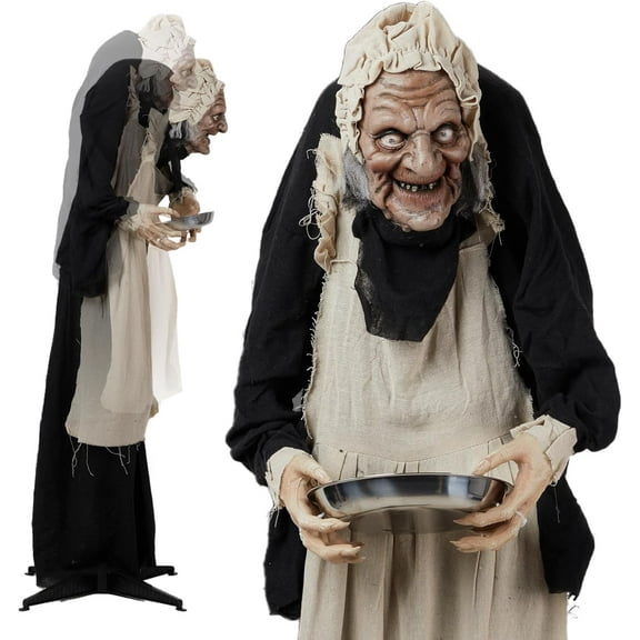 VINGLI Halloween Decor Animatronics Outdoor Decorations for Indoor Party Prop Lawn Patio Yard Decor House Garden, 5FT Grandma