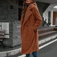 thumbnail image 3 of Womens Loose Winter Turn Down Collar Jacket Long Sleeve Casual Solid Long Coat With Pockets Jacket Women Embroide Coats Women Big Casual Jackets for Juniors Warm up Full Zip Bed Jackets for Women plus, 3 of 4