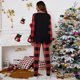 thumbnail image 4 of Conjunto de pijama de dos piezas de Navidad para mujer, Camiseta holgada de manga larga estampada y pantalones a cuadros, traje informal para el hogar, 4 of 4