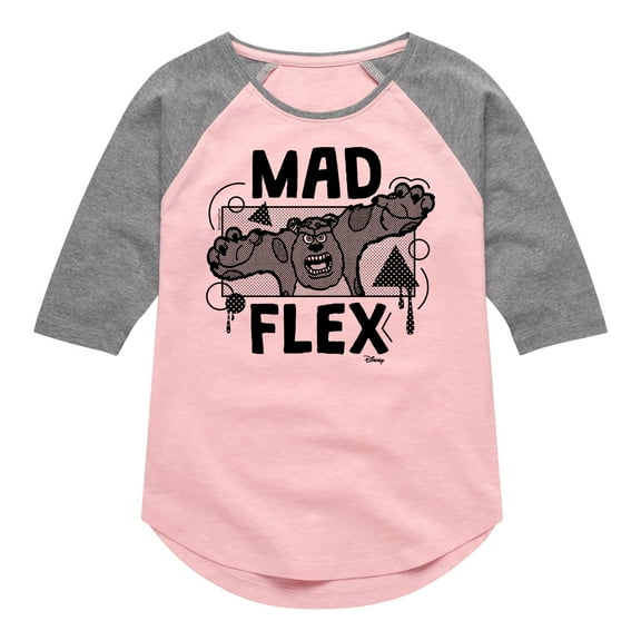 Monsters Inc. - Mad Flex Sully - Toddler & Youth Girls Raglan Graphic T-Shirt