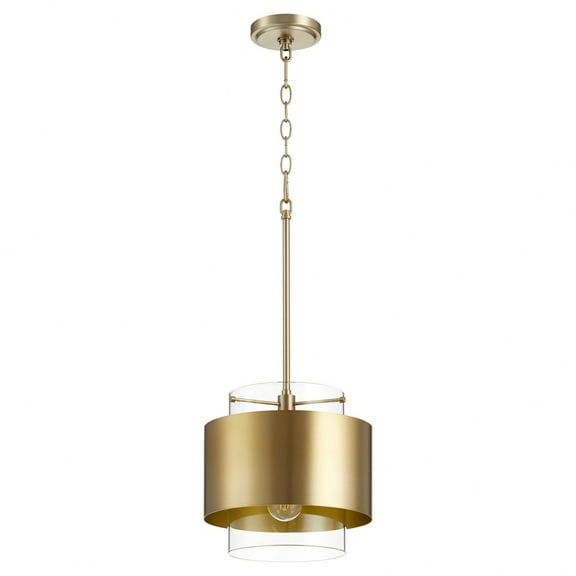 8012-80 Quorum Lighting 1 Light Drum Pendant in Contemporary style - 10.5 inches wide by 10.75 inches high-Aged Brass Finish    -Traditional