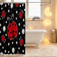 thumbnail image 3 of Erosebridal Kawaii Bug Ladybug Shower Curtain 72Wx84L,Lovely Daisy Flowers Bathroom Shower Curtain,Black Red, 3 of 5