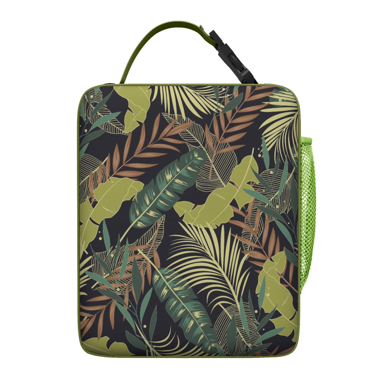 Colorful Boho Insulated Lunch Bag – Tropical Floral and Hawaiian Hibiscus with Jungle Leaves Pattern, Durable Waterproof Thermal Cooler Tote for Resort and Travel