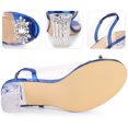 thumbnail image 4 of BLISSFUL STEP Women's Clear Rhinestone Peep Toe Block Heels Sandals Blue US 9, 4 of 6