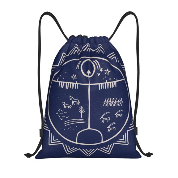 Drawstring Backpack, Men Ladies Waterproof Sports Backpack Gym Bag-Hominid Graffiti Pattern-Medium Size