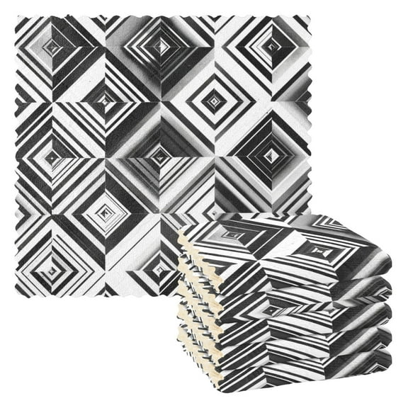Ryvnso Checkered Geometry Pattern Kitchen Towels Dish Clothes for Drying Dishes Cleaning Absorbent Set of 6