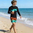 thumbnail image 7 of Babcutegg Kids Two-Piece Beach Swim Set – Long Sleeve UV Protection Rash Guard Top with Matching Printed Shorts for Summer Seaside Vacations and Water Activities Mint Green Size 7/8, 7 of 7