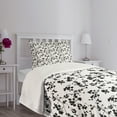 thumbnail image 5 of Ambesonne East Quilted Bedspread Set 2 Pcs, Sakura Blooom Silhouette, Twin Size, Black White, 5 of 6