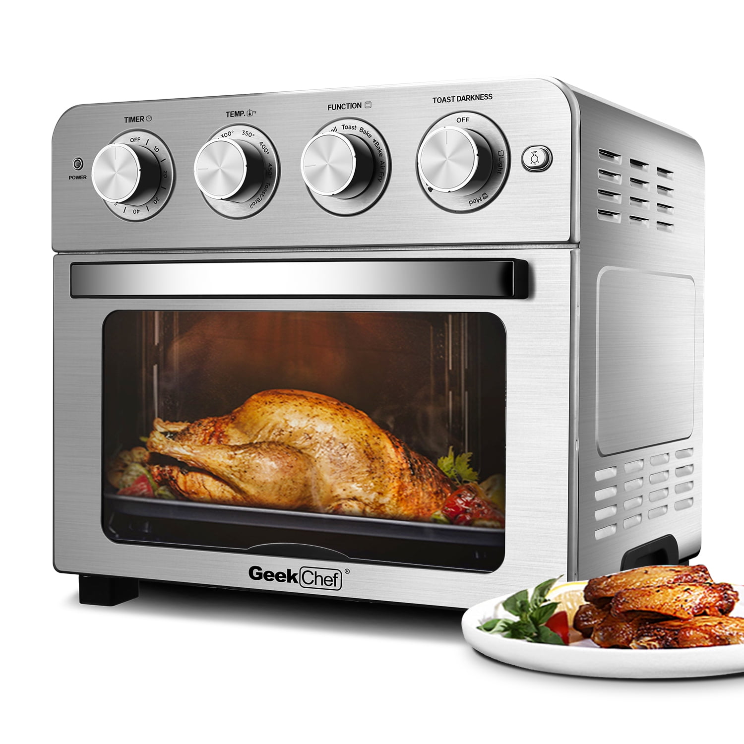 Geek Chef Stainless Steel Air Fryer Toaster Oven 1700W 6 Slice 24QT