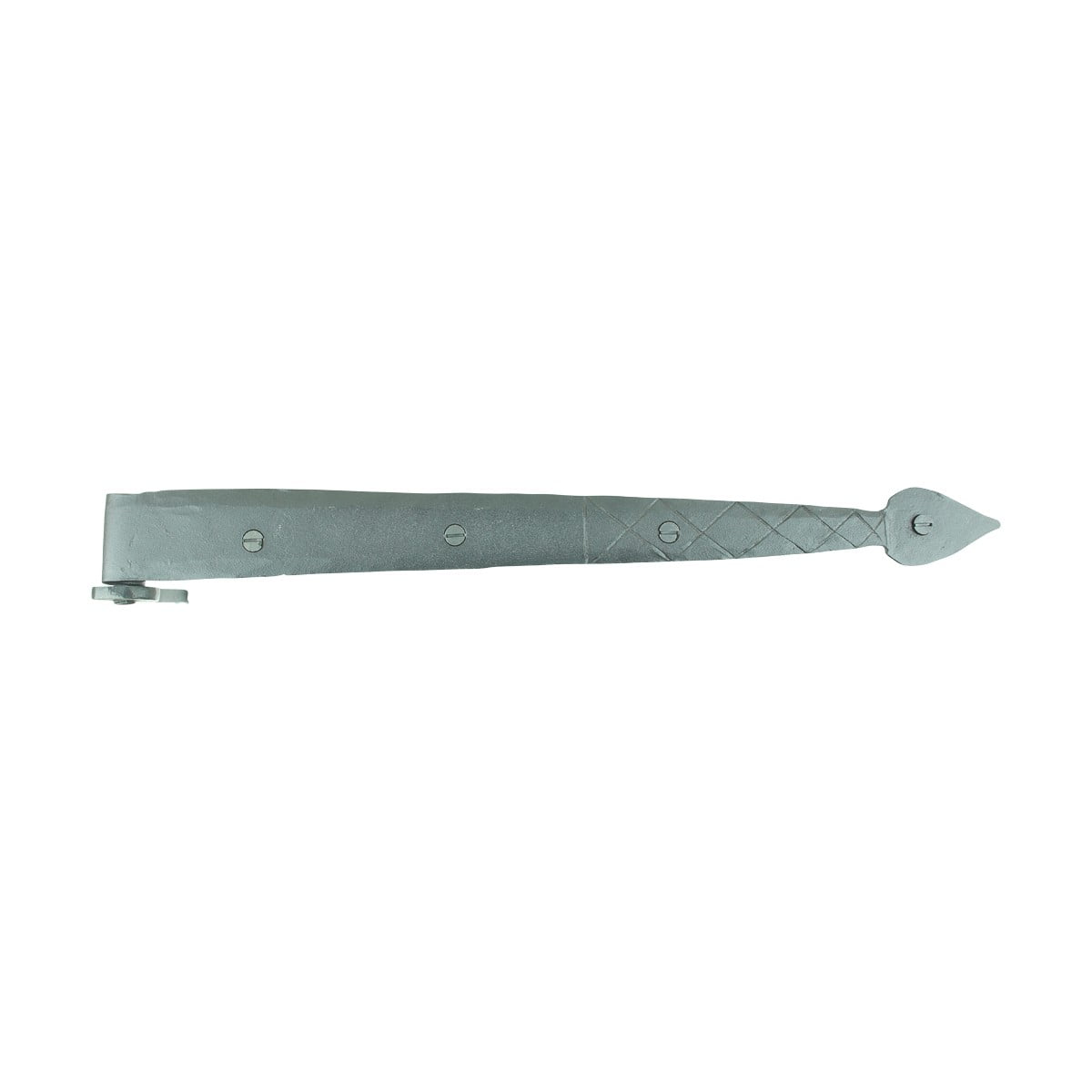 Renovators Supply Black Wrought Iron Lift Off Pintle Strap Hinge 14 in Spear tip Heart Diamond Etch Pintle Strap Gate and Door Hinges w/Hardware