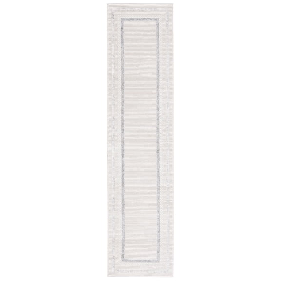 SAFAVIEH Hanna Daquan Bordered Runner Rug, Ivory/Grey, 2' x 8'