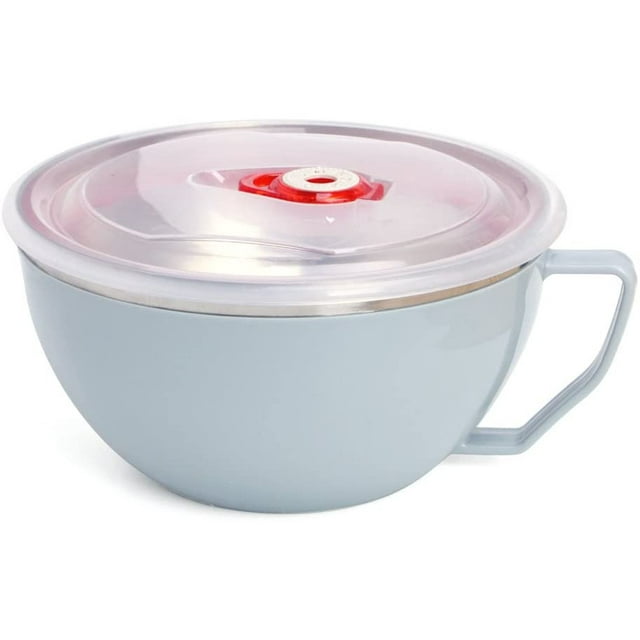 Tazón de sopa de fideos ramen de acero inoxidable, tazón de pasta, contenedor de comida fresca, tazón de arroz para almuerzo con tapa Xemadio LKX-1227-1